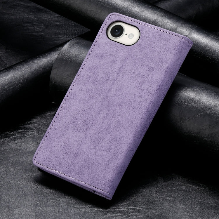 For iPhone 16e Business Solid Color Magnetic RFID Leather Phone Case(Purple) - iPhone 16e Cases by buy2fix | Online Shopping UK | buy2fix