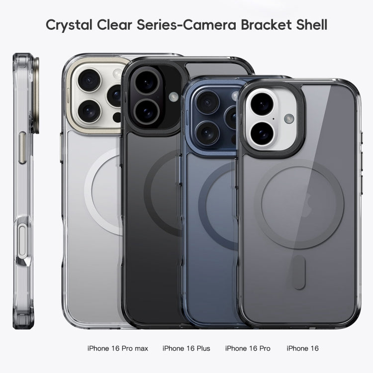 For iPhone 16 Pro Max Mirror Crystal Clear Lens Holder MagSafe Magnetic Phone Case(Transparent Grey) - iPhone 16 Pro Max Cases by buy2fix | Online Shopping UK | buy2fix