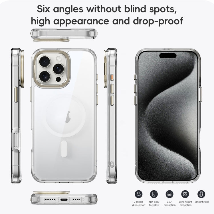 For iPhone 16 Plus Mirror Crystal Clear Lens Holder MagSafe Magnetic Phone Case(Transparent Grey) - iPhone 16 Plus Cases by buy2fix | Online Shopping UK | buy2fix