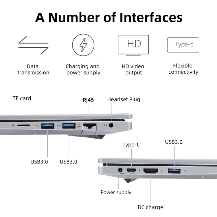 14 inch Windows 11 Laptop, 16GB+512GB, Gen 5th Intel Core i5 CPU, 180 Degree Rotation Axis(Silver) - Others by buy2fix | Online Shopping UK | buy2fix