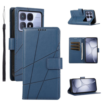 For Redmi K70 Ultra PU Genuine Leather Texture Embossed Line Phone Case(Blue) - Xiaomi Cases by buy2fix | Online Shopping UK | buy2fix