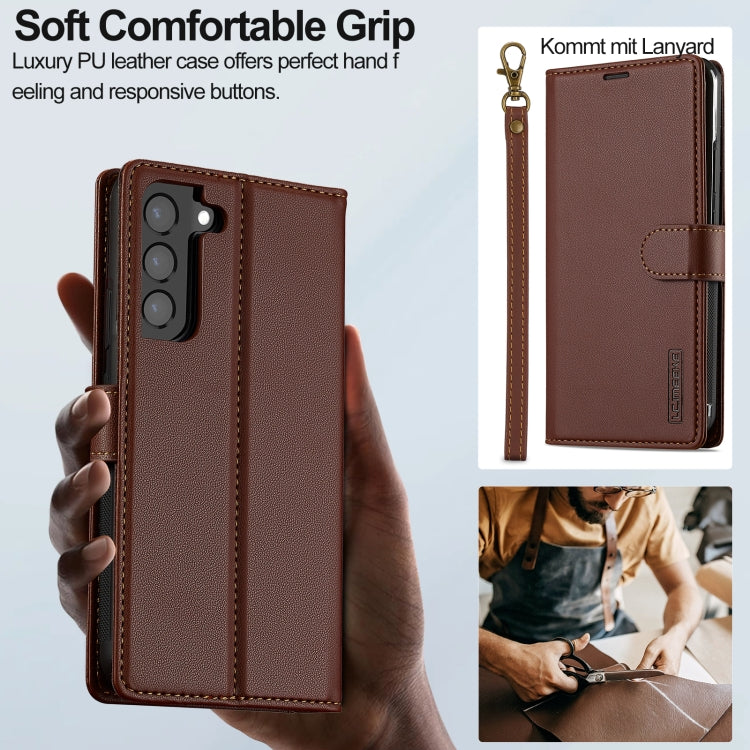 For Samsung Galaxy S22+ 5G LC.IMEEKE L2 Series Detachable Magsafe PU Phone Case with Lanyard(Brown) - Galaxy S22+ 5G Cases by LC.IMEEKE | Online Shopping UK | buy2fix