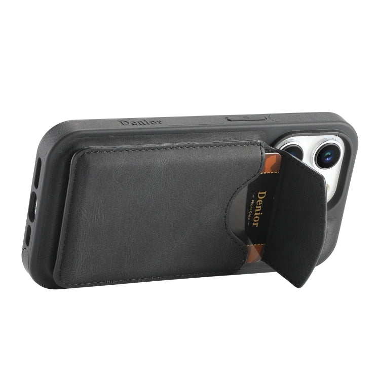 For iPhone 16 Pro Max Denior D20 Skin Feel MagSafe Holder Detachable Card Slot Phone Case(Black) - iPhone 16 Pro Max Cases by Denior | Online Shopping UK | buy2fix