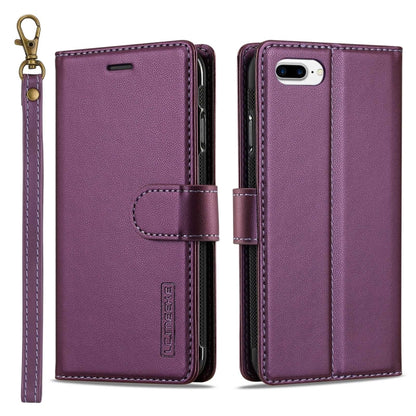 For iPhone 7 Plus / 8 Plus LC.IMEEKE L2 Series Detachable Magsafe PU Phone Case with Lanyard(Purple) - More iPhone Cases by LC.IMEEKE | Online Shopping UK | buy2fix