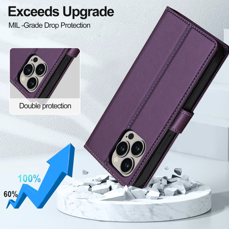 For iPhone 13 Pro LC.IMEEKE L2 Series Detachable Magsafe PU Phone Case with Lanyard(Purple) - iPhone 13 Pro Cases by LC.IMEEKE | Online Shopping UK | buy2fix