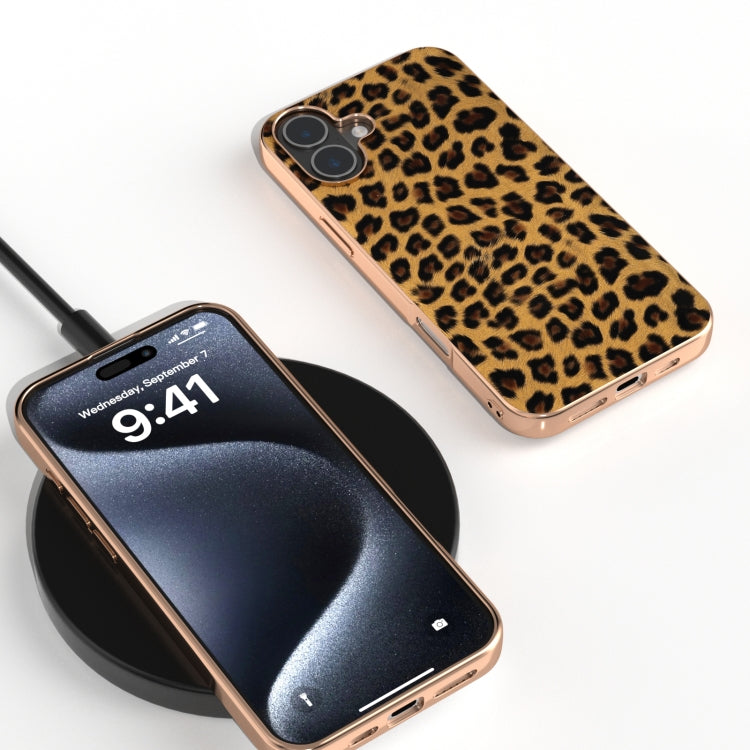 For iPhone 16 Plus Nano Plating Leopard Print Phone Case(Brown) - iPhone 16 Plus Cases by buy2fix | Online Shopping UK | buy2fix