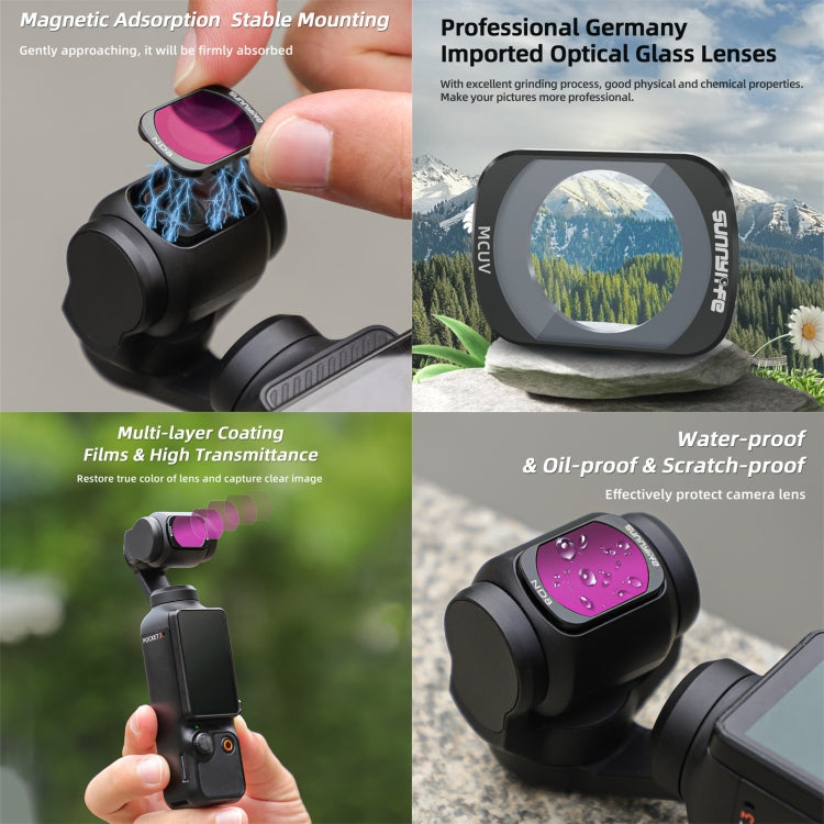 For DJI Osmo Pocket 3 Sunnylife Camera Lens Magnetic Metal Filter, No Impact On Gimbal Reset, Filter:4 in 1 ND8-64PL - Lens Accessories by Sunnylife | Online Shopping UK | buy2fix