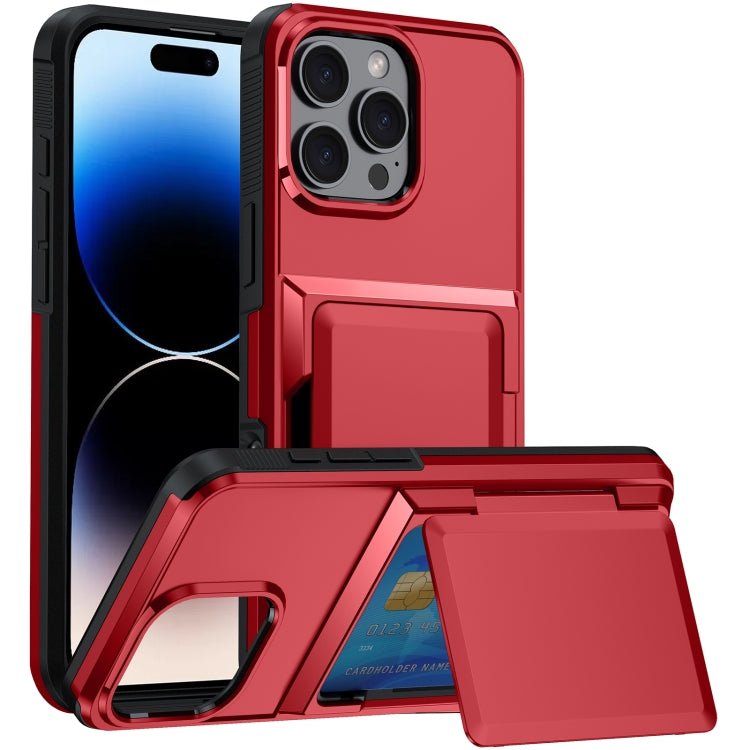 For iPhone 16 Pro Card Slot Holder Phone Case(Red) - iPhone 16 Pro Cases by buy2fix | Online Shopping UK | buy2fix