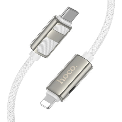 hoco U137 USB-C / Type-C to 8 Pin Line PD Charging Data Cable with Display, Length:1.2m(White) - 2 in 1 Cable by hoco | Online Shopping UK | buy2fix