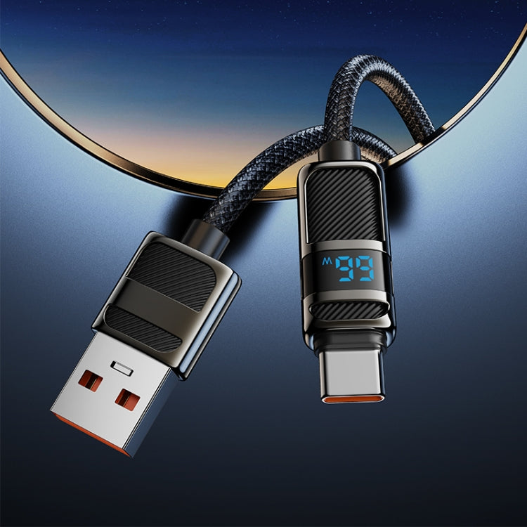 hoco U137 USB to USB-C / Type-C 5A Line Charging Data Cable with Display, Length:1.2m(Black) - USB-C & Type-C Cable by hoco | Online Shopping UK | buy2fix