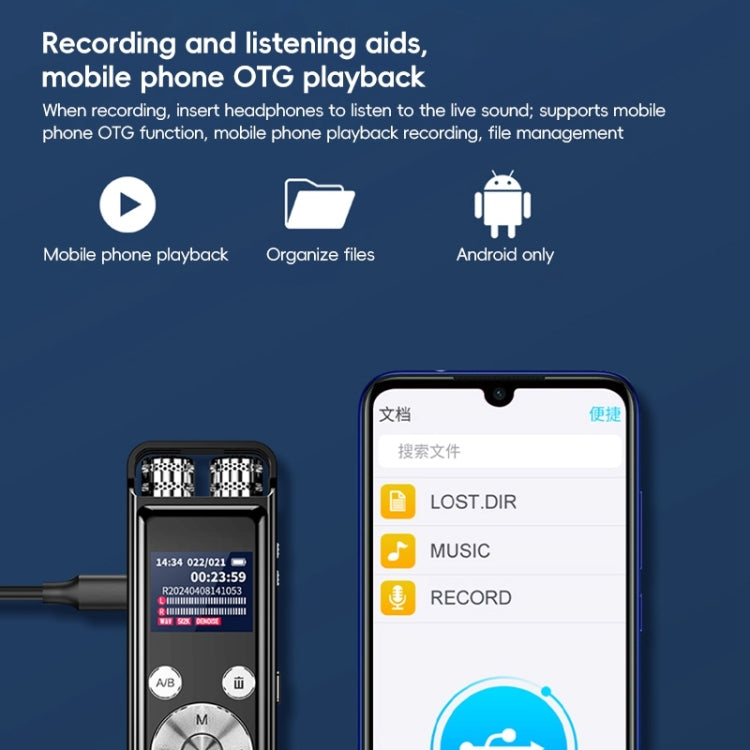 ZD43B Omnidirectional Dual Mic Smart Noise Reduction Voice Recorder, Memory:32GB(Black) - Recording Pen by buy2fix | Online Shopping UK | buy2fix