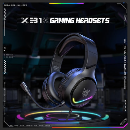 ONIKUMA X31 USB / 3.5mm Wired RGB Light Gaming Headset with Mic, Cable length: 2.2m(Black) - Multimedia Headset by ONIKUMA | Online Shopping UK | buy2fix