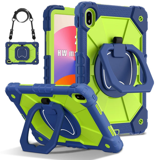 For Huawei Matepad SE 11 2024 Contrast Color Robot Silicone Hybrid PC Tablet Case(Navy Yellow Green) - Huawei by buy2fix | Online Shopping UK | buy2fix