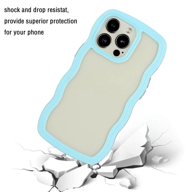 For iPhone 16 Pro Max Candy Color Wave TPU Clear PC Phone Case(Blue) - iPhone 16 Pro Max Cases by buy2fix | Online Shopping UK | buy2fix