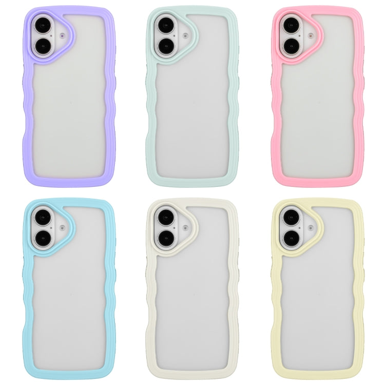 For iPhone 16 Candy Color Wave TPU Clear PC Phone Case(White) - iPhone 16 Cases by buy2fix | Online Shopping UK | buy2fix