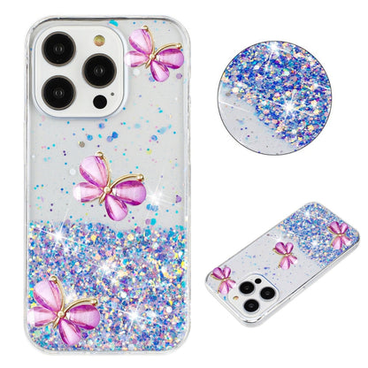 For iPhone 16 Pro Max Luminous Starry Sky Glitter Butterfly TPU Phone Case(Purple) - iPhone 16 Pro Max Cases by buy2fix | Online Shopping UK | buy2fix