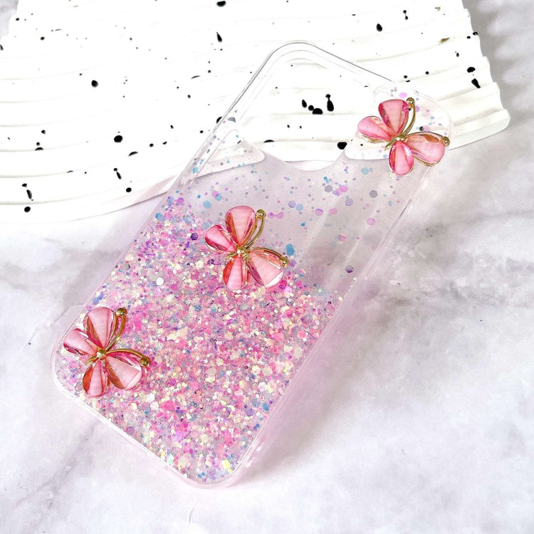 For iPhone 16 Pro Luminous Starry Sky Glitter Butterfly TPU Phone Case(Pink) - iPhone 16 Pro Cases by buy2fix | Online Shopping UK | buy2fix