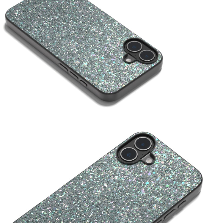 For iPhone 16 Plus Black Frame Colorful Glitter Phone Case(Black Green) - iPhone 16 Plus Cases by buy2fix | Online Shopping UK | buy2fix