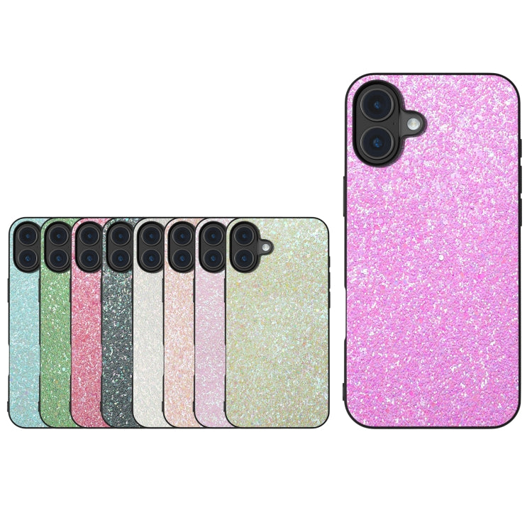 For iPhone 16 Plus Black Frame Colorful Glitter Phone Case(Black Green) - iPhone 16 Plus Cases by buy2fix | Online Shopping UK | buy2fix