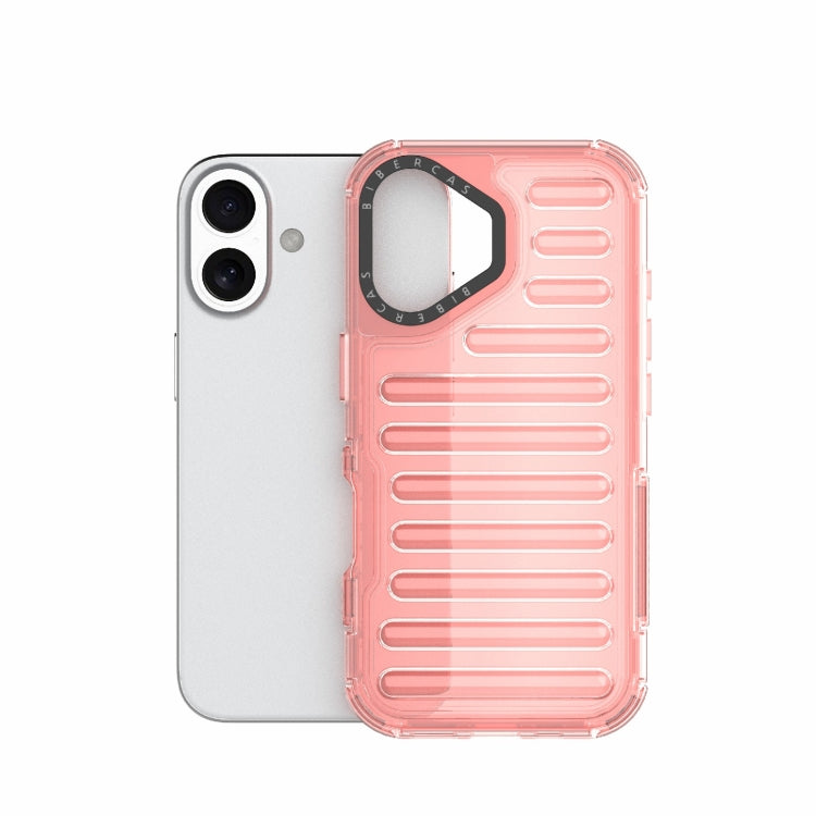 For iPhone 16 Plus High Transparency TPU Hybrid PC Airbag Phone Case(Peach Red) - iPhone 16 Plus Cases by buy2fix | Online Shopping UK | buy2fix