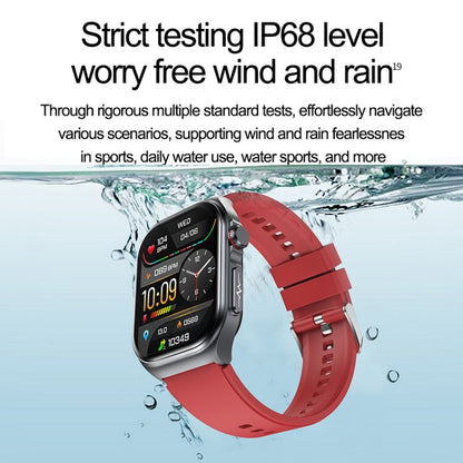 ET585 2.04 inch Silicone Strap IP68 Waterproof Smart Watch, Support ECG / Blood Composition Measurement(Red) - Smart Watches by buy2fix | Online Shopping UK | buy2fix