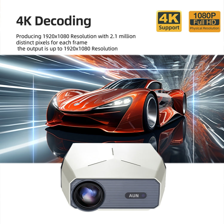 AUN A004 Pro 1920 x 1080P 9000Lumen Android 9.0 Portable LCD Projector, US Plug(White) - LED Projector by AUN | Online Shopping UK | buy2fix