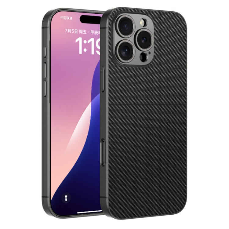 For iPhone 16 Pro Max GKK Metal Paint Skin Feel Leather Full Coverage Phone Case(Carbon Fibre) - iPhone 16 Pro Max Cases by GKK | Online Shopping UK | buy2fix