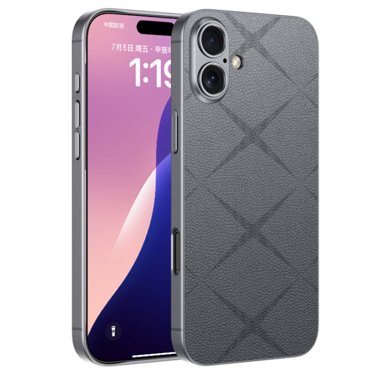 For iPhone 16 GKK Asterism Metal Paint Skin Feel Leather Full Coverage Phone Case(Mountain Gray) - iPhone 16 Cases by GKK | Online Shopping UK | buy2fix