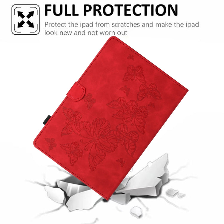 For iPad Pro 11 2024 Butterflies Embossed Leather Smart Tablet Case(Red) - iPad Pro 11 2024 Cases by buy2fix | Online Shopping UK | buy2fix