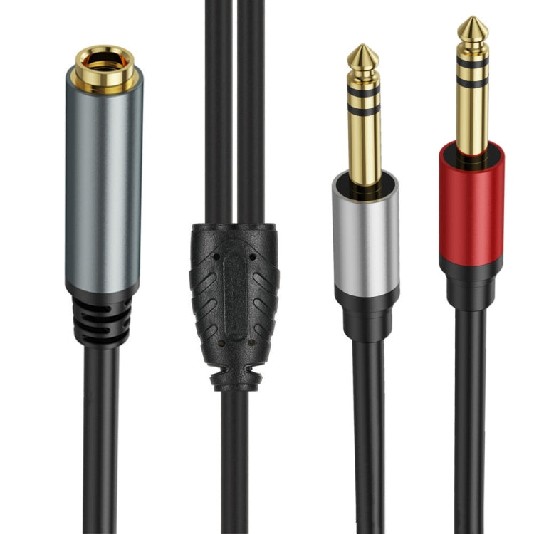 3m Gold Plated 6.35mm Female to 2 x 6.35mm Male Stereo Audio Adapter Y Splitter Cable(Black) - Video & Audio Cable by buy2fix | Online Shopping UK | buy2fix