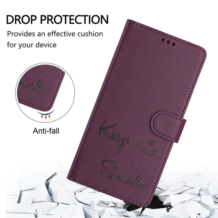 For Google Pixel 9 / Pixel 9 Pro Smile Embossing RFID Leather Phone Case(Violet) - Google Cases by buy2fix | Online Shopping UK | buy2fix