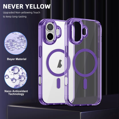 For iPhone 16 Ice Color Magnetic Series Magsafe Magnetic PC Hybrid TPU Phone Case(Purple) - iPhone 16 Cases by buy2fix | Online Shopping UK | buy2fix