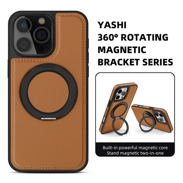 For iPhone 16 Pro Max Yashi 360 Degree Rotating MagSafe Holder Phone Case(Brown) - iPhone 16 Pro Max Cases by buy2fix | Online Shopping UK | buy2fix