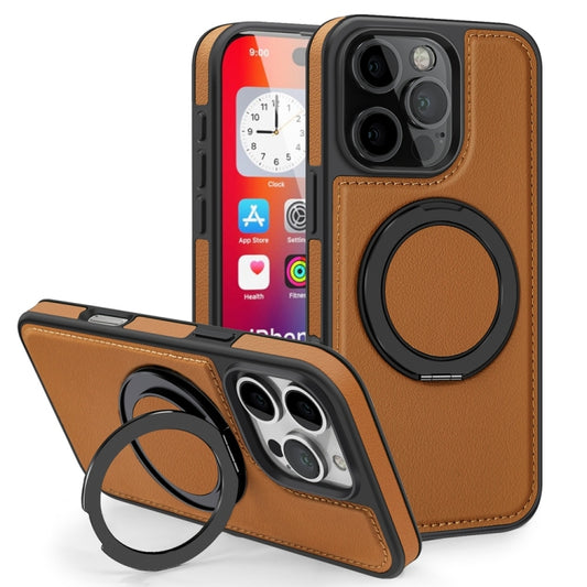 For iPhone 16 Pro Yashi 360 Degree Rotating MagSafe Holder Phone Case(Brown) - iPhone 16 Pro Cases by buy2fix | Online Shopping UK | buy2fix