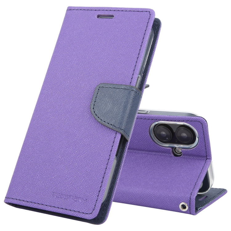 For iPhone 16 Plus GOOSPERY FANCY DIARY Cross Texture Leather Phone Case(Purple) - iPhone 16 Plus Cases by GOOSPERY | Online Shopping UK | buy2fix