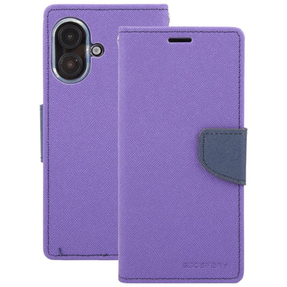 For iPhone 16 Plus GOOSPERY FANCY DIARY Cross Texture Leather Phone Case(Purple) - iPhone 16 Plus Cases by GOOSPERY | Online Shopping UK | buy2fix