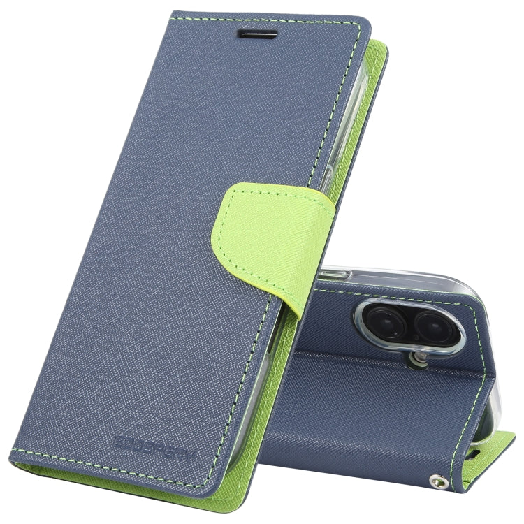 For iPhone 16 GOOSPERY FANCY DIARY Cross Texture Leather Phone Case(Navy Blue) - iPhone 16 Cases by GOOSPERY | Online Shopping UK | buy2fix