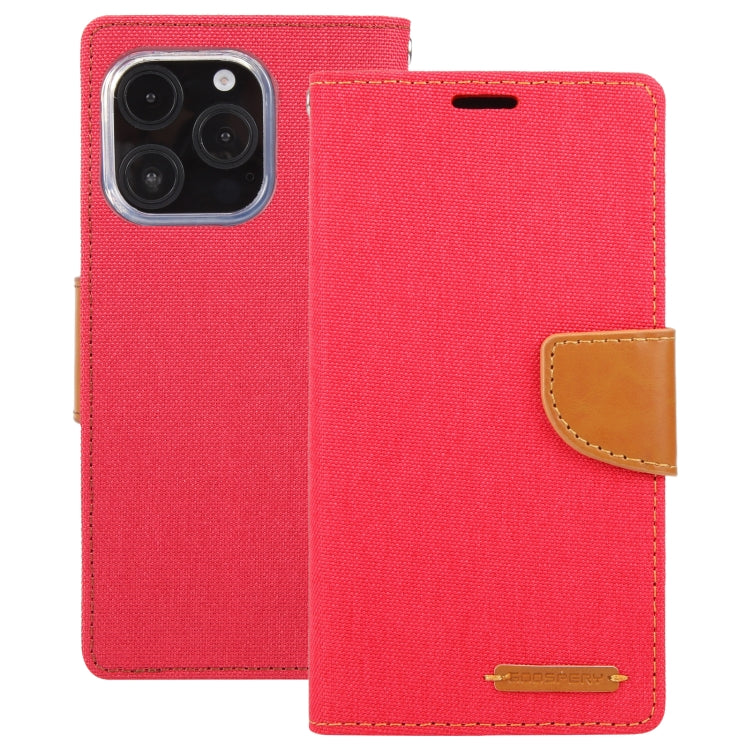 For iPhone 16 Pro Max GOOSPERY CANVAS DIARY Fabric Texture Flip Leather Phone Case(Red) - iPhone 16 Pro Max Cases by GOOSPERY | Online Shopping UK | buy2fix