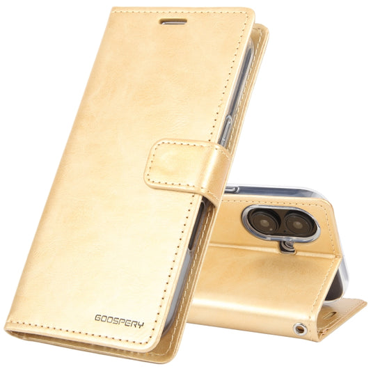 For iPhone 16 Plus GOOSPERY BLUE MOON Crazy Horse Texture Leather Phone Case(Gold) - iPhone 16 Plus Cases by GOOSPERY | Online Shopping UK | buy2fix