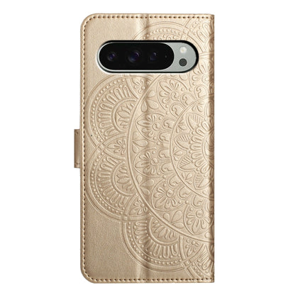 For Google Pixel 9 Pro XL Flower Embossed Leather Phone Case(Gold) - Google Cases by buy2fix | Online Shopping UK | buy2fix