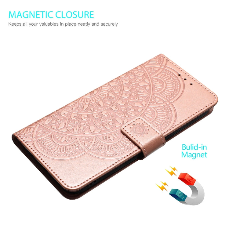 For Motorola Edge 2024 Flower Embossed Leather Phone Case(Rose Gold) - Motorola Cases by buy2fix | Online Shopping UK | buy2fix