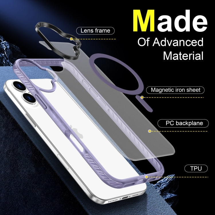 For iPhone 16 Frosted Skin Feel MagSafe Transparent Phone Case(Purple) - iPhone 16 Cases by buy2fix | Online Shopping UK | buy2fix