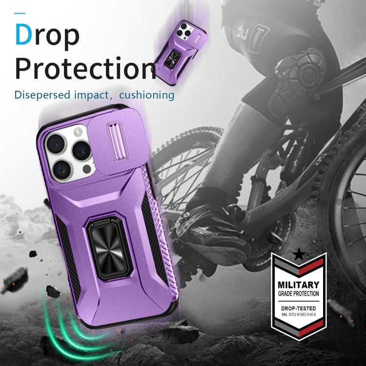 For iPhone 16 Pro Sliding Camshield Holder Phone Case(Purple) - iPhone 16 Pro Cases by buy2fix | Online Shopping UK | buy2fix