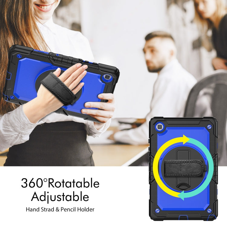 For Samsung Galaxy Tab A7 Lite T220 Silicone Hybrid PC Tablet Case with Shoulder Strap(Dark Blue + Black) - Tab A7 Lite T220 / T225 by buy2fix | Online Shopping UK | buy2fix