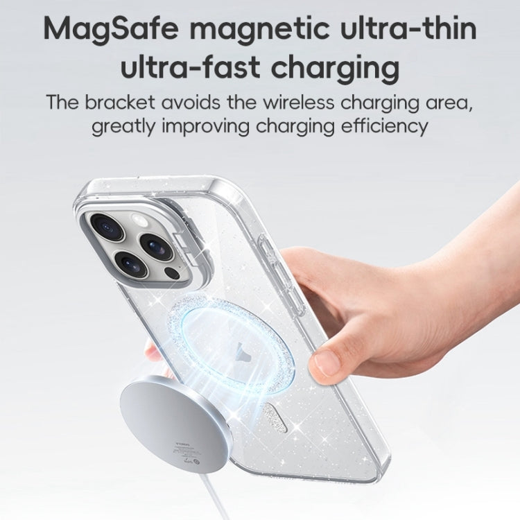 For iPhone 16 Pro Max Shiny Shield MagSafe Lens Holder Phone Case(Silver) - iPhone 16 Pro Max Cases by buy2fix | Online Shopping UK | buy2fix