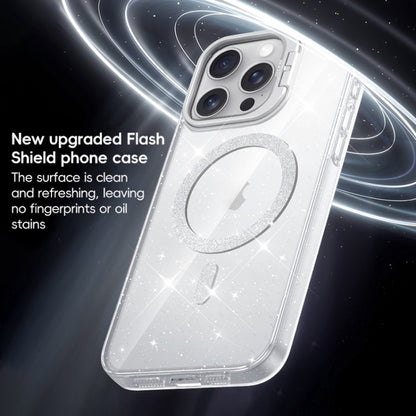 For iPhone 16 Pro Max Shiny Shield MagSafe Lens Holder Phone Case(Silver) - iPhone 16 Pro Max Cases by buy2fix | Online Shopping UK | buy2fix