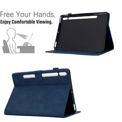 For Samsung Galaxy Tab S9 / S9 FE Cats Embossed Leather Smart Tablet Case(Dark Blue) - Galaxy Tab S9 Cases by buy2fix | Online Shopping UK | buy2fix