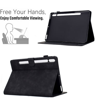 For Samsung Galaxy Tab S9 / S9 FE Cats Embossed Leather Smart Tablet Case(Black) - Galaxy Tab S9 Cases by buy2fix | Online Shopping UK | buy2fix