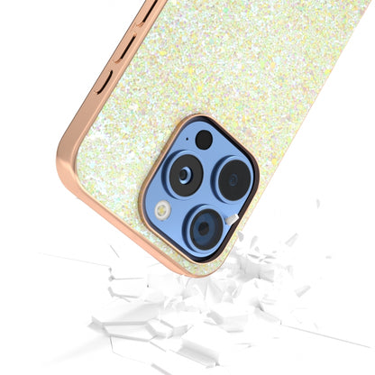 For iPhone 16 Pro Max Electroplating Frame Colorful Glitter Phone Case(Gold) - iPhone 16 Pro Max Cases by buy2fix | Online Shopping UK | buy2fix