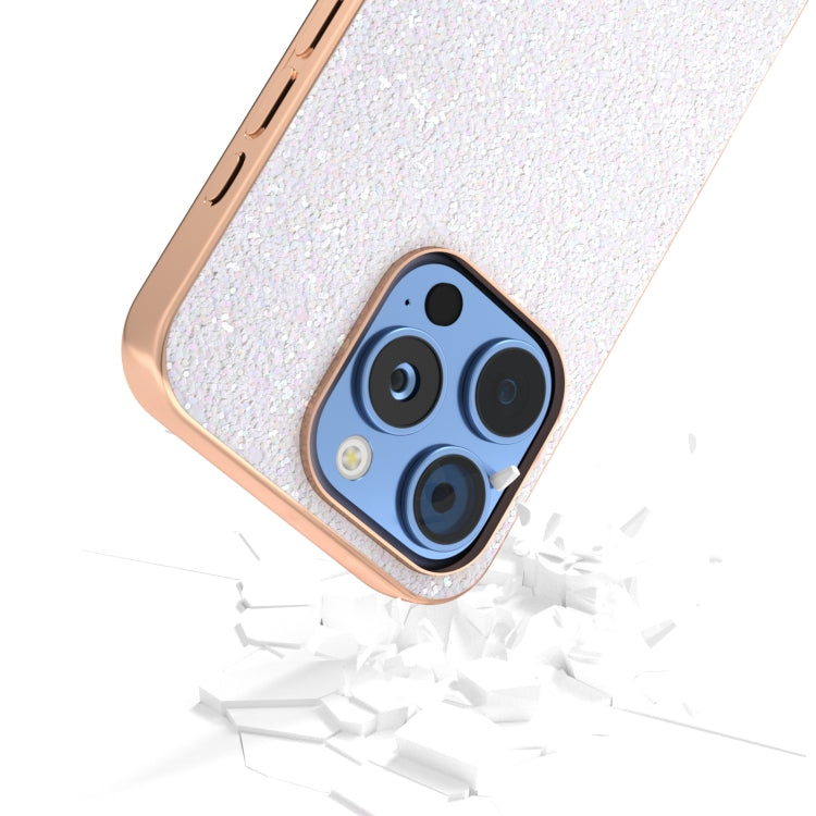 For iPhone 16 Pro Electroplating Frame Colorful Glitter Phone Case(White) - iPhone 16 Pro Cases by buy2fix | Online Shopping UK | buy2fix